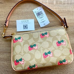 Coach CB603 Nolita 19 In Signature Canvas With Strawberry Print In Light Khaki M